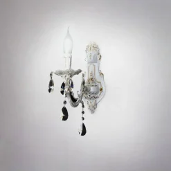 APPLIQUE DA MURO PARETE CLASSICA 1 BRACCIO ATTACCO E14 CRISTALLI PENDENTI E01-1