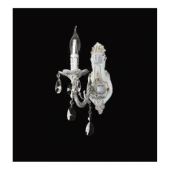 APPLIQUE DA MURO PARETE CLASSICA 1 BRACCIO ATTACCO E14 CRISTALLI PENDENTI E01-1