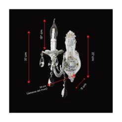 APPLIQUE DA MURO PARETE CLASSICA 1 BRACCIO ATTACCO E14 CRISTALLI PENDENTI E01-1