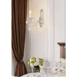 APPLIQUE DA MURO PARETE CLASSICA 1 BRACCIO ATTACCO E14 CRISTALLI PENDENTI E01-1