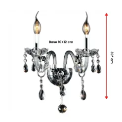 APPLIQUE DA MURO PARETE CLASSICA 2 BRACCI ATTACCO E14 CRISTALLI PENDENTI E03-2