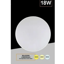 APPLIQUE DA MURO PARETE LED ROTONDO 18W IP44 TRE TEMPERATURE DI LUCE ES-PN300-3C
