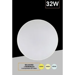 APPLIQUE DA MURO PARETE LED ROTONDO 32 W IP44 3 TEMPERATURE DI LUCE ES-PN380-3C