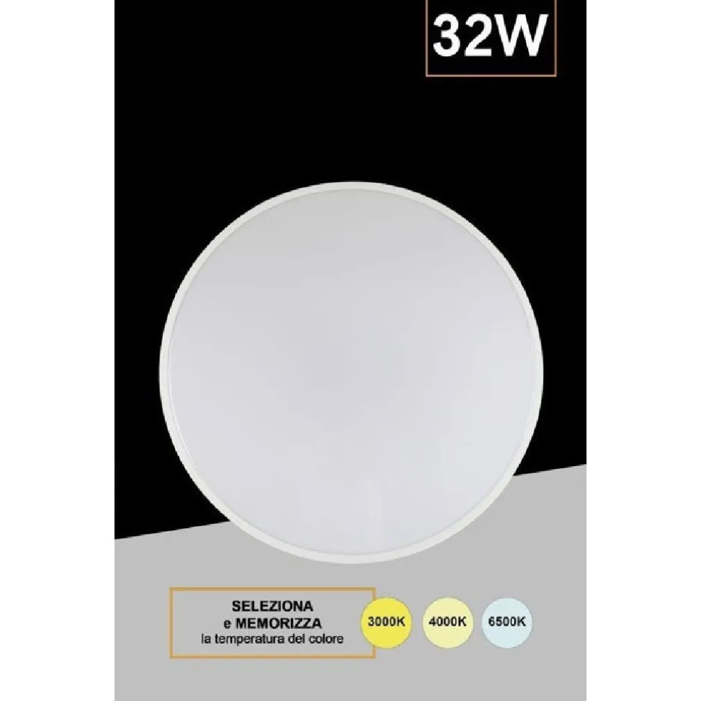 APPLIQUE DA MURO PARETE LED ROTONDO 32 W IP44 3 TEMPERATURE DI LUCE ES-PN380-3C