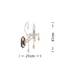 APPLIQUE DA PARETE CLASSICA 1 BRACCIO ATTACCO E14 CRISTALLI PENDENTI GOCCE E68-1