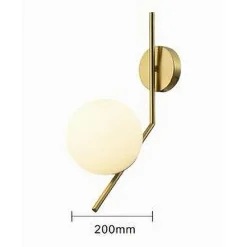 APPLIQUE DA PARETE CON SFERA IN VETRO BIANCO ATTACCO E27 METALLO ORO LAMPADA 32804