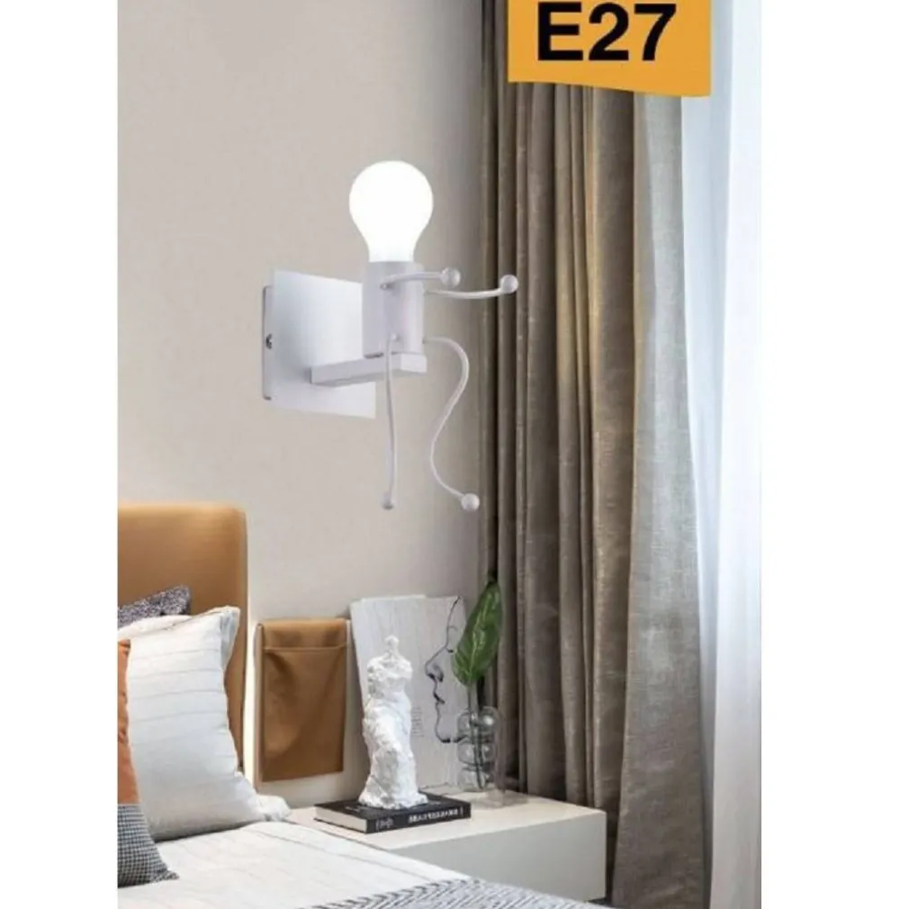 APPLIQUE DA PARETE DECORATIVO FORMA DI OMINO SEDUTO IN METALLO ATTACCO E27 AQ51