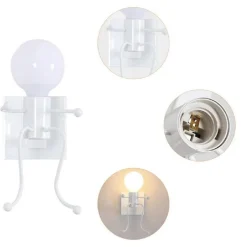 APPLIQUE DA PARETE DECORATIVO FORMA DI OMINO SEDUTO IN METALLO ATTACCO E27 AQ51