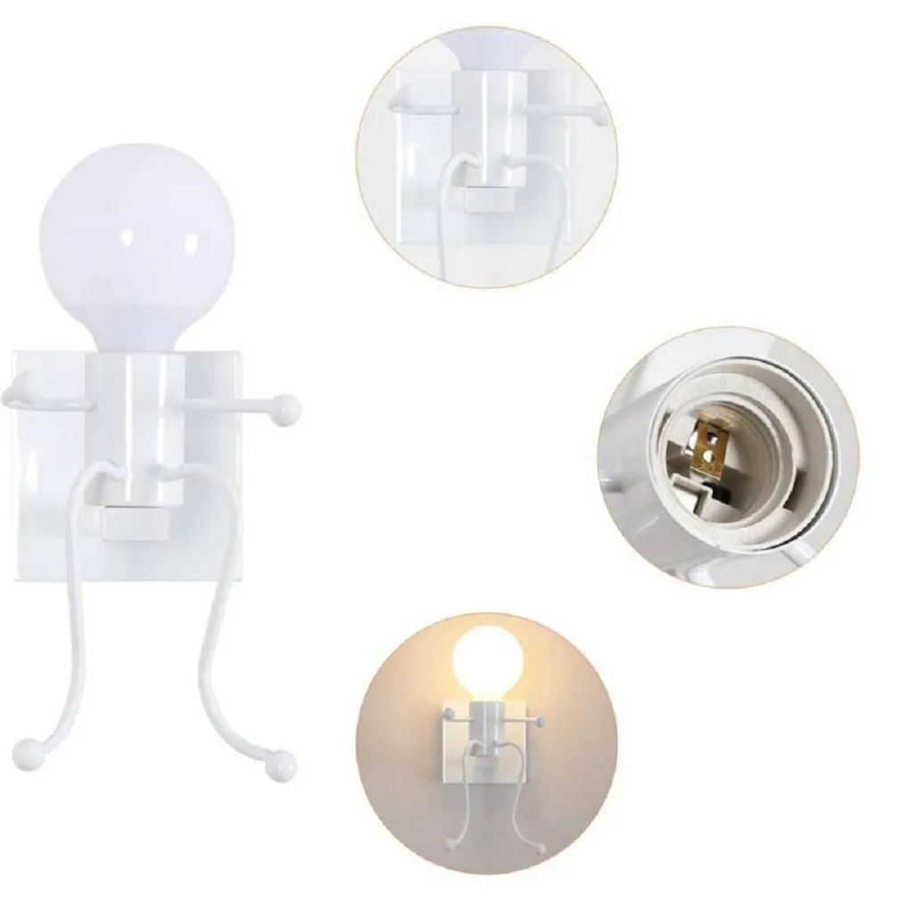 APPLIQUE DA PARETE DECORATIVO FORMA DI OMINO SEDUTO IN METALLO ATTACCO E27 AQ51