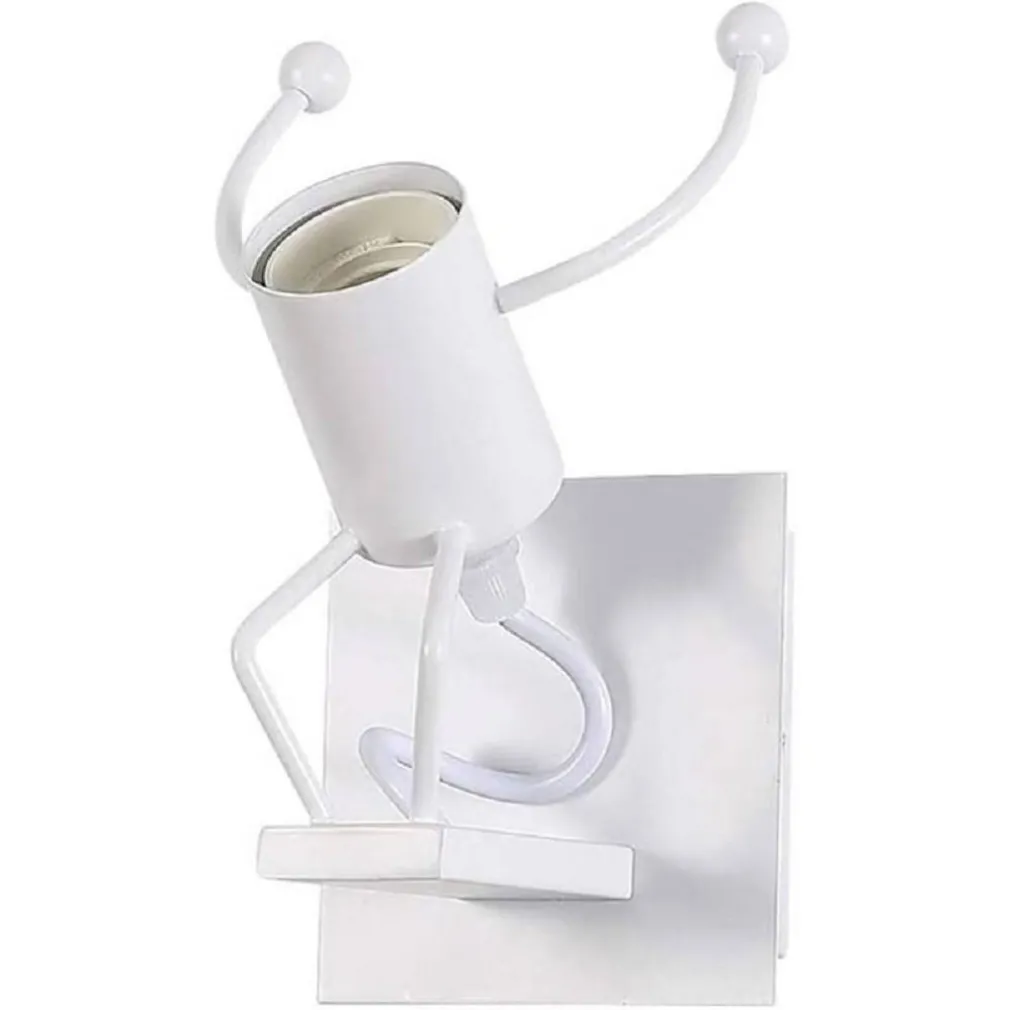 APPLIQUE DA PARETE DECORATIVO FORMA OMINO CHE SALTA IN METALLO ATTACCO E27 AQ50