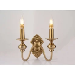 APPLIQUE DA PARETE DESIGN CLASSICA 2 BRACCI E14 EFFETTO OTTONE DA MURO 6097 E39