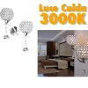 APPLIQUE DA PARETE DOPPIA LAMPADA TONDO CRISTALLI LUCE LED CALDO 3000 LAMPADARIO