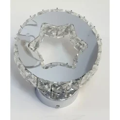 APPLIQUE DA PARETE IN CRISTALLO LED 15W TONDO CON STELLA LAMPADA LUCE NATURALE 01665
