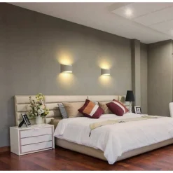 APPLIQUE DA PARETE IN GESSO VERNICIABILE DOPPIA LUCE G9 LAMPADA MODERNA GS-E14