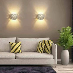 APPLIQUE DA PARETE IN GESSO TONDO UP E DOWN VERNICIABILE CONTEMPORANEE G9 GS-E42