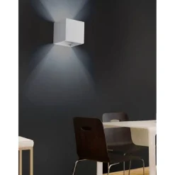 APPLIQUE DA PARETE IN GESSO A CUBO UP E DOWN VERNICIABILE LAMPADA G9 MODERNO GS-E15