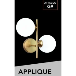 APPLIQUE DA PARETE LAMPADA DA MURO IN METALLO BRONZO CON 2 SFERE ATTACCO G9 IP20 AQ42