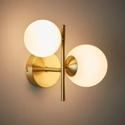 APPLIQUE DA PARETE LAMPADA DA MURO IN METALLO BRONZO CON 2 SFERE ATTACCO G9 IP20 AQ42