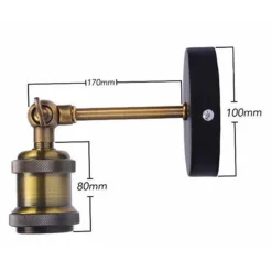 APPLIQUE DA PARETE LAMPADA VINTAGE INDUSTRIALE LUCE REGOLABILE PORTALAMPADA E27 13868