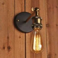APPLIQUE DA PARETE LAMPADA VINTAGE INDUSTRIALE LUCE REGOLABILE PORTALAMPADA E27 13868