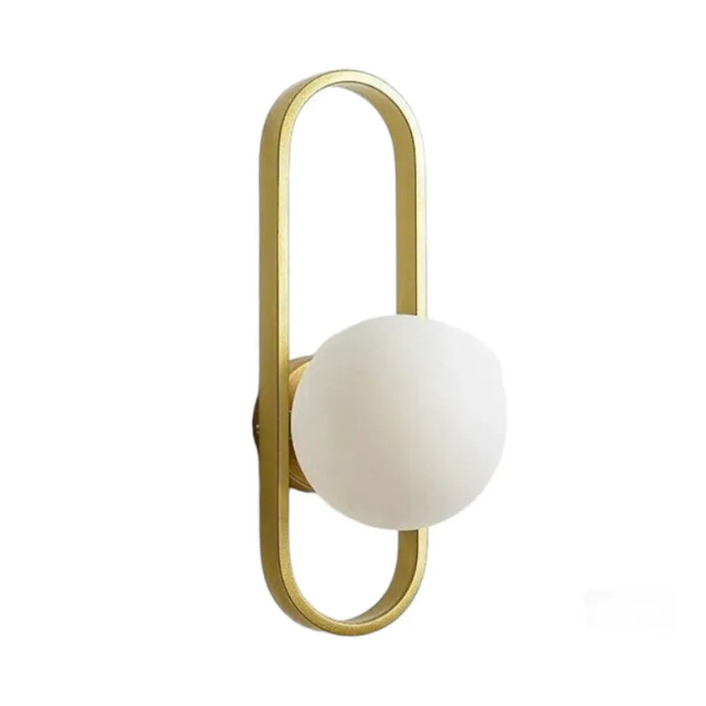 APPLIQUE DA PARETE MINIMALISTA LAMPADA DA MURO IN METALLO BRONZO CON SFERA VETRO G9 AQ47