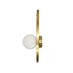 APPLIQUE DA PARETE MINIMALISTA LAMPADA DA MURO IN METALLO BRONZO CON SFERA VETRO G9 AQ47