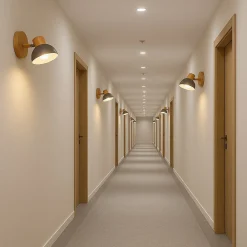 APPLIQUE DA PARETE MODERNO IN LEGNO METALLO PARALUME ORIENTABILE ATTACCO E27 IP20 AQ40