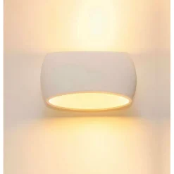 APPLIQUE DA PARETE OVALE IN GESSO VERNICIABILE DOPPIA EMISSIONE LUMINOSA R7S E08