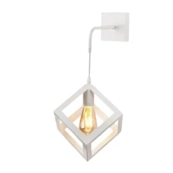 APPLIQUE DA PARETE PENDENTE A FORMA DI CUBO 3D STILE MINIMAL PORTALAMPADA ATTACCO E27 AQ52