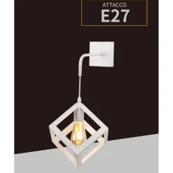 APPLIQUE DA PARETE PENDENTE A FORMA DI CUBO 3D STILE MINIMAL PORTALAMPADA ATTACCO E27 AQ52