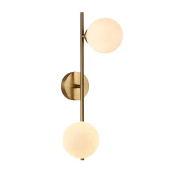 APPLIQUE DA PARETE STRUTTURA IN METALLO BRONZO MINIMAL CON ATTACCO G9 2 SFERE OPACHE AQ41