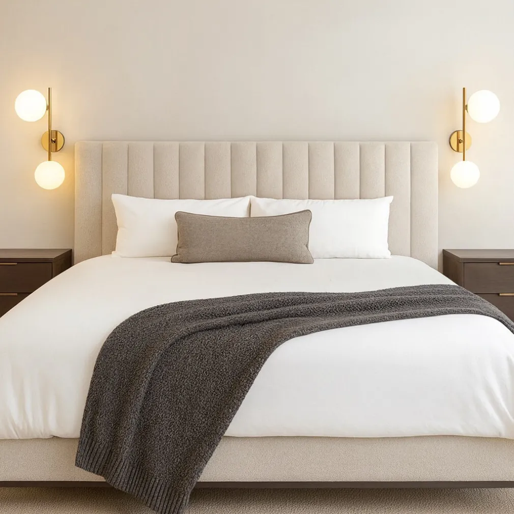 APPLIQUE DA PARETE STRUTTURA IN METALLO BRONZO MINIMAL CON ATTACCO G9 2 SFERE OPACHE AQ41