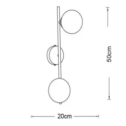 APPLIQUE DA PARETE STRUTTURA IN METALLO BRONZO MINIMAL CON ATTACCO G9 2 SFERE OPACHE AQ41