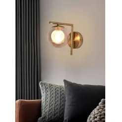 APPLIQUE G9 LAMPADA DA PARETE DESIGN RETRÒ IN METALLO VETRO ROTONDO BRONZO E79