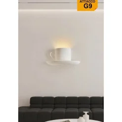 APPLIQUE GESSO A FORMA DI TAZZA DA CAFFÈ A PARETE VERNICIABILE ATTACCO G9 GS-E85