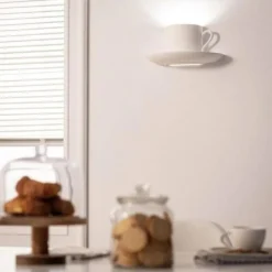 APPLIQUE GESSO A FORMA DI TAZZA DA CAFFÈ A PARETE VERNICIABILE ATTACCO G9 GS-E85