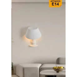 APPLIQUE IN GESSO A FORMA LUME A PARETE VERNICIABILE LUMETTO ATTACCO E14 GS-E84
