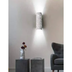 APPLIQUE IN GESSO A PARETE DOPPIA EMISSIONE LUCE 2XG9 CILINDRO TRAFORATO GS-E38