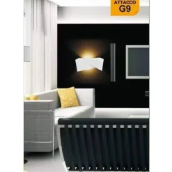 APPLIQUE IN GESSO CON FORMA ASIMETRICA DOPPIA EMISSIONE LUCE G9 DA PARETE GS-E73