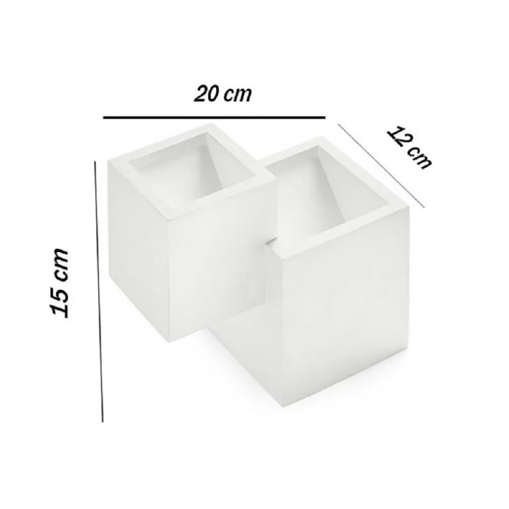 APPLIQUE IN GESSO MODERNO 2 CUBI A DOPPIA EMISSIONE LUCE CONTEMPORANEA G9 GS-E74