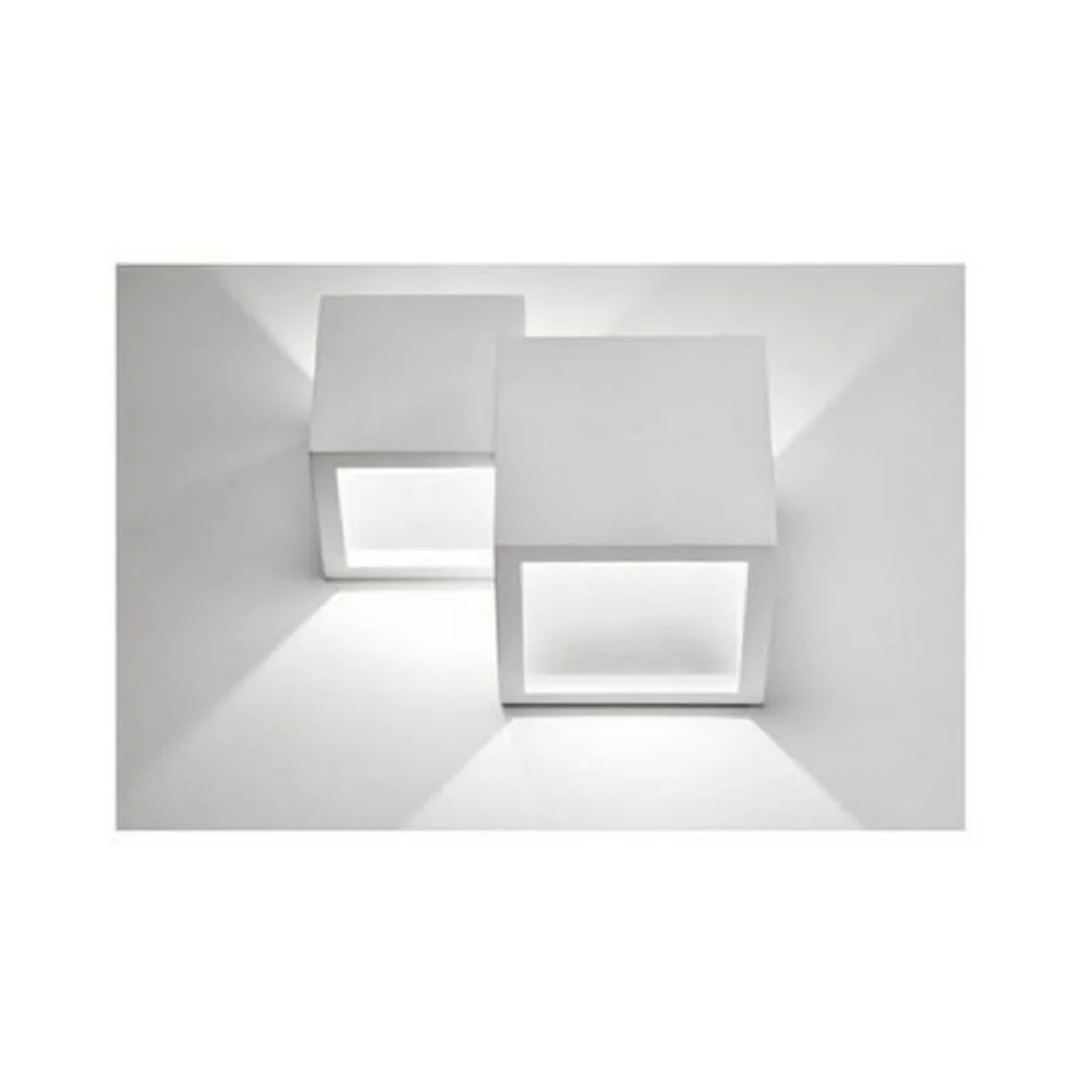 APPLIQUE IN GESSO MODERNO 2 CUBI A DOPPIA EMISSIONE LUCE CONTEMPORANEA G9 GS-E74
