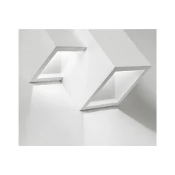 APPLIQUE IN GESSO MODERNO 2 CUBI A DOPPIA EMISSIONE LUCE CONTEMPORANEA G9 GS-E74