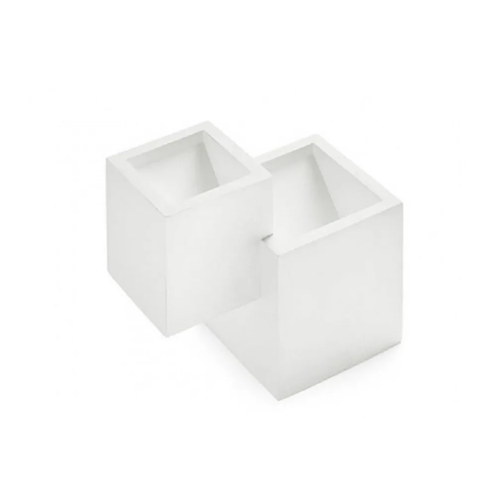 APPLIQUE IN GESSO MODERNO 2 CUBI A DOPPIA EMISSIONE LUCE CONTEMPORANEA G9 GS-E74