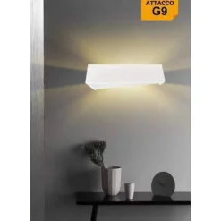 APPLIQUE IN GESSO MODERNO DESIGN RETTANGOLO TINTEGGIABILE BIEMISSIONE G9 GS-E76