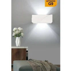 APPLIQUE IN GESSO RETTANGOLARE INTAGLIO DOPPIA LUCE LED ATTACCO G9 PARETE GS-E78