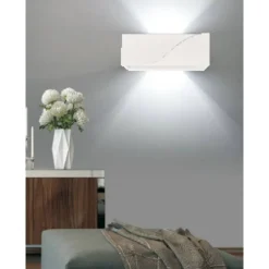 APPLIQUE IN GESSO RETTANGOLARE INTAGLIO DOPPIA LUCE LED ATTACCO G9 PARETE GS-E78