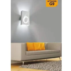 APPLIQUE IN GESSO RETTANGOLARE UP & DOWN LAMPADA CONTEMPORANEA ATTACCO G9 GS-E40