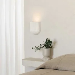 APPLIQUE IN GESSO RIGATO DA PARETE LAMPADA DA MURO VERNICIABILE ATTACCO GU10 IP20 GS-E88