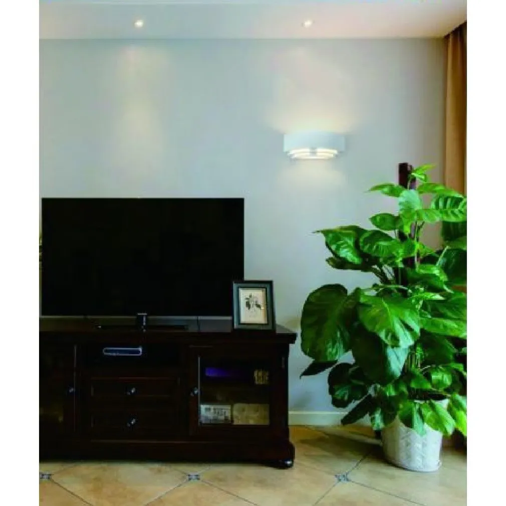 APPLIQUE IN GESSO ULTRA MODERNO MEZZA LUNA UP & DOWN LAMPADA ATTACCO R7S GS-E71