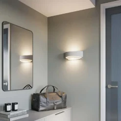 APPLIQUE IN GESSO ULTRA MODERNO MEZZA LUNA UP & DOWN LAMPADA ATTACCO R7S GS-E71